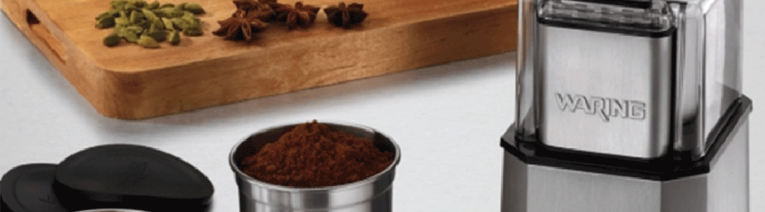 waring spice grinder, spice on chopping board