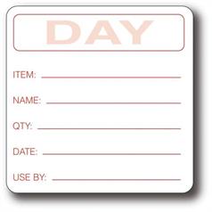 Your own day. Item/Date/Use By 50x50mm food label.