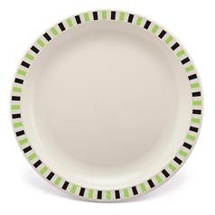 Large 23cm Patterned Plate Lime and Black Stripes