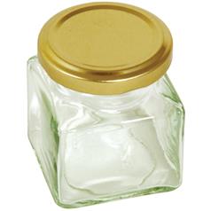 Preserving Jar Square, With Gold Screw Top Lid
