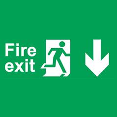 Fire Sign Arrow Down - Self Adhesive