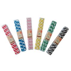 Retro Stripy Paper Straws, Red & White