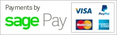Payments by Sage Pay: Visa, PayPal, MasterCard, American Express