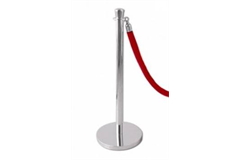silver stand with red rope