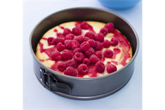 raspberry cake in pan