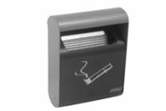 grey cigarette bin with symbol