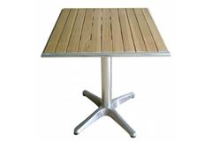 wooden table with metal stand 