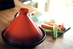 red tagine on kitchen work top 