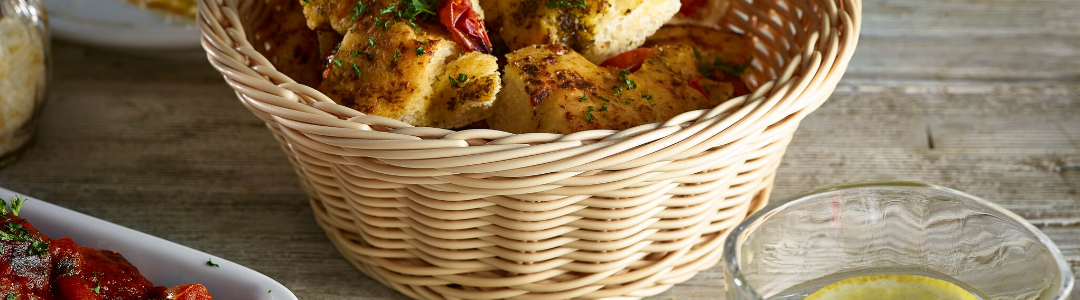 basket with bread in it