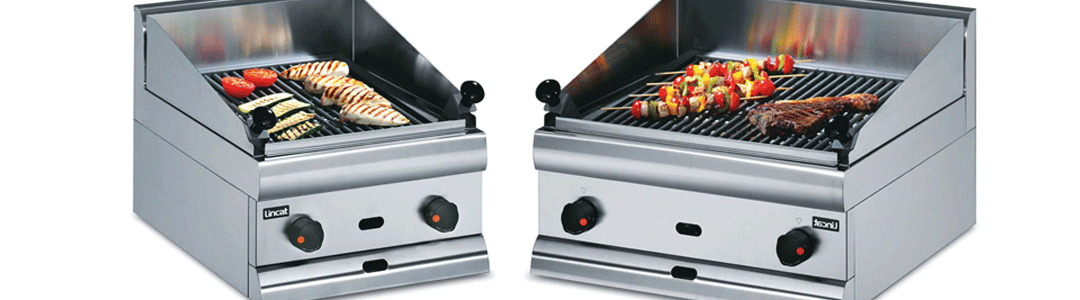 two lincat chargrills with meats being cooked on them