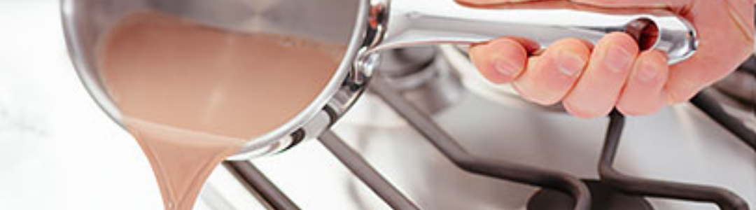 milk pan pouring hot chocolate 