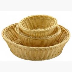 double weave poly wicker basket, round, 7 inches