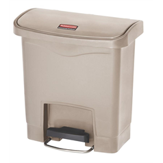 Rubbermaid Slim Jim Step-on Bin, Front Step Style 15l Beige