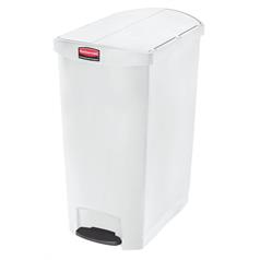 rubbermaid slim jim step-on bin, end step style 90l white