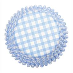 Blue Gingham Printed Cake cases