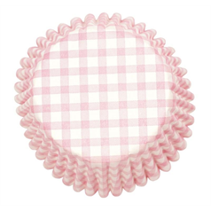 Pink Gingham Printed Cake cases