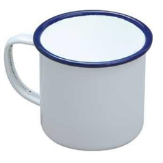 Falcon Enamelware White And Blue Enamel Mug, 28.4cl/10oz