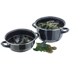 Mussel Pot with Stainless Steel Rim 18cm
