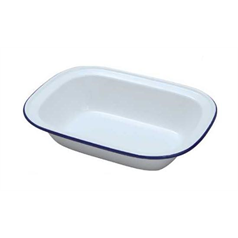 White Enamel Oblong Dish 16cm