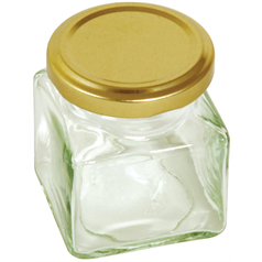 Preserving Jar, Square, With Gold Screw Top Lid, 130ml/5oz
