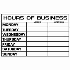 Hours of Business Sign - PVC