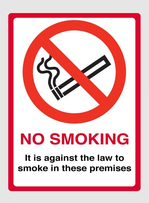 It Is Against The Law To Smoke In These Premises Window Sticker No Smoking 