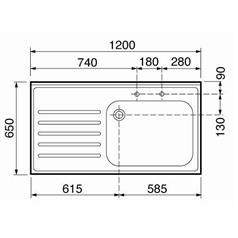 midi catering sink with single bowl and left hand drainer