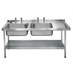Midi Catering Sinks 1800 x 650mm w/ Double Bowl R-Hand Drainer