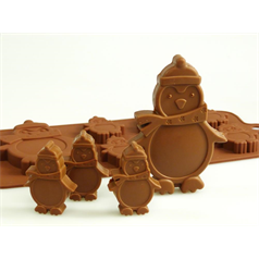6 + 1 penguin silicone chocolate mould set