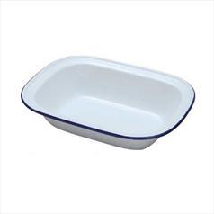 White Enamel Oblong Dish 20cm