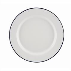 Falcon Enamelware Wide Rim Plate, White and Blue, 24cm