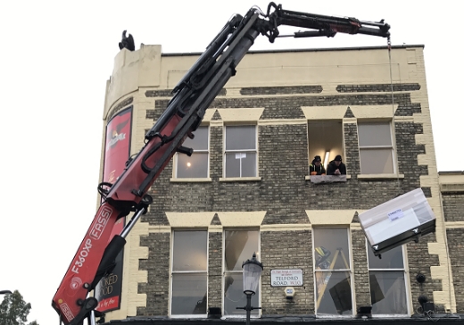 Access to the 2nd floor was restricted by small staircases; the only option was to employ the help of a specialist lifting company to access the top floor.