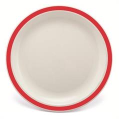 Duo 23cm Large White Plate with Red Rim