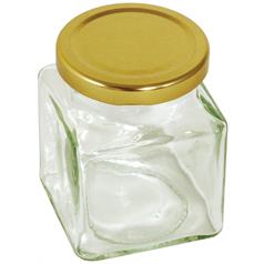 Preserving Jar, Square, With Gold Screw Top Lid, 340ml/12oz
