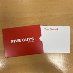 PACK 20 Five Guys Gift Card Sleeve (MAX 1 PACK PER ORDER)